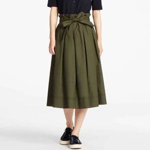 UNIQLO olive green paperbag belt midi skirt pockets
